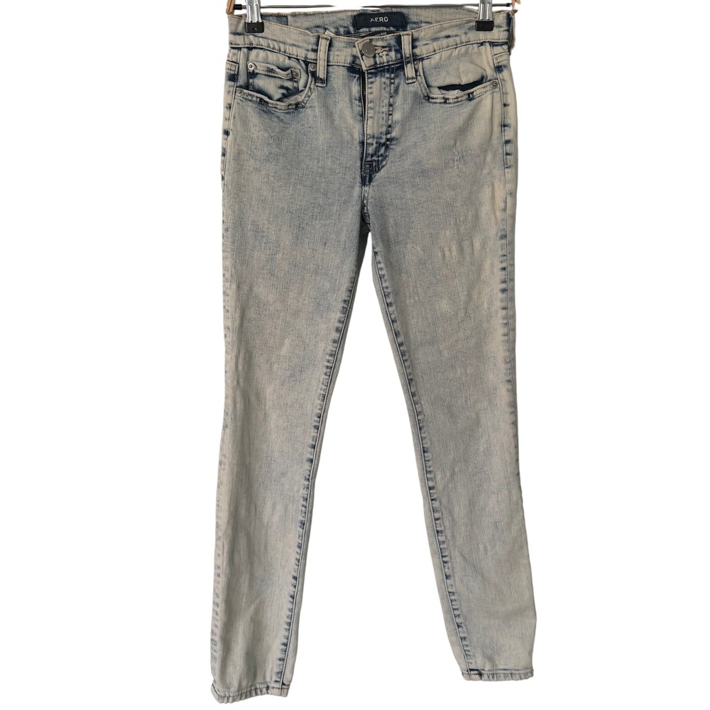 Aeropostale Womens High Rise Skinny Jeans Light Acid Wash Blue Size 2 Stretch